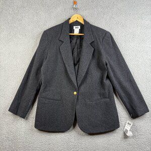 Vintage Sport Coat Blazer Womens Size 14 Lucia Charcoal Lamb Wool 1 Button NWT